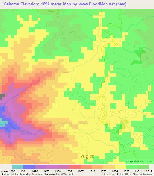 Gahama,Burundi Elevation Map