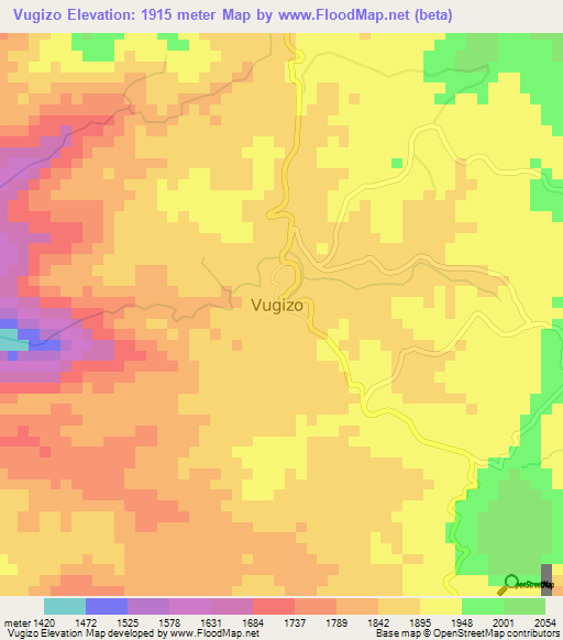 Vugizo,Burundi Elevation Map