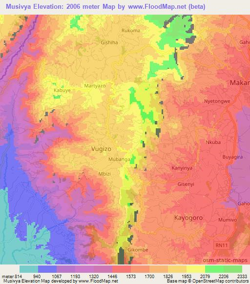 Musivya,Burundi Elevation Map