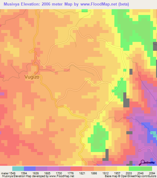 Musivya,Burundi Elevation Map