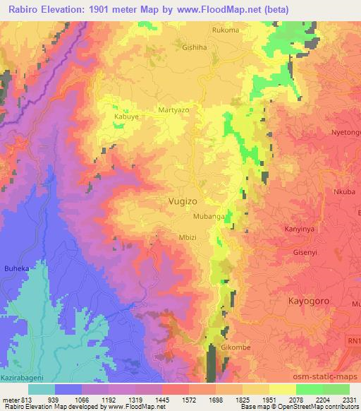Rabiro,Burundi Elevation Map