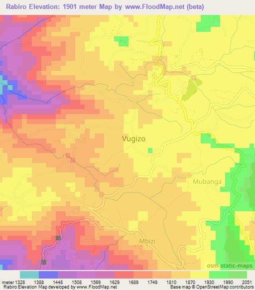 Rabiro,Burundi Elevation Map