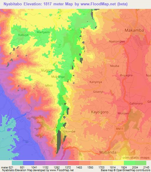 Nyabitabo,Burundi Elevation Map