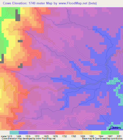 Cowe,Burundi Elevation Map
