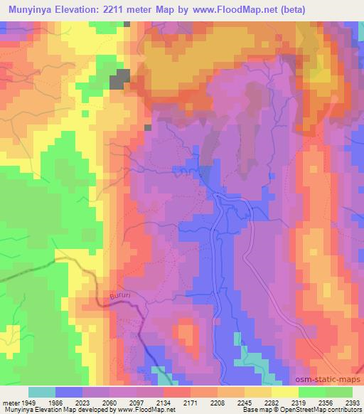 Munyinya,Burundi Elevation Map