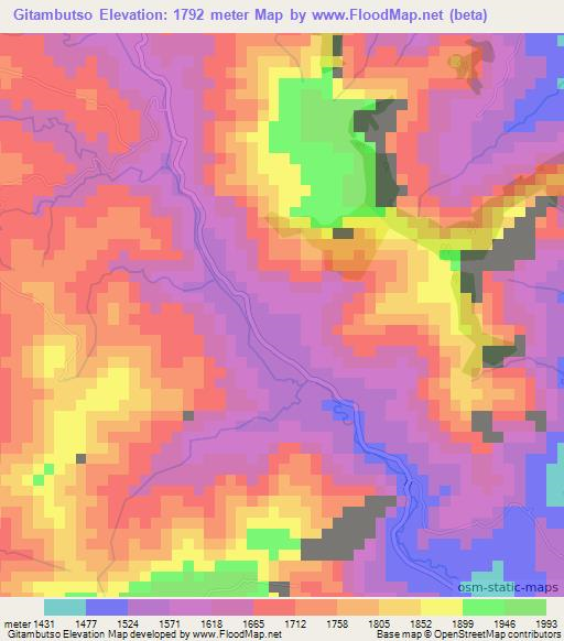 Gitambutso,Burundi Elevation Map