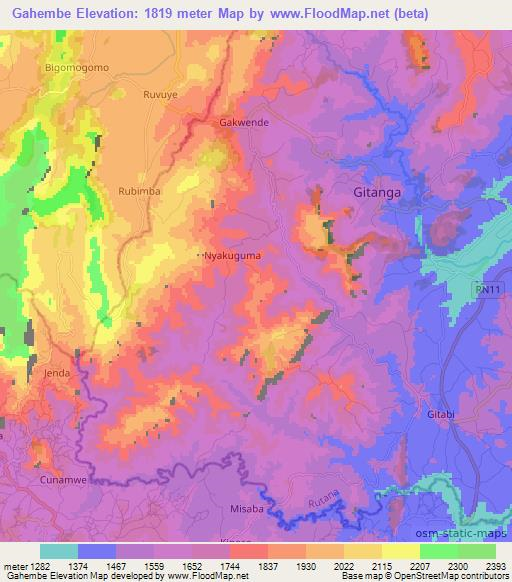 Gahembe,Burundi Elevation Map