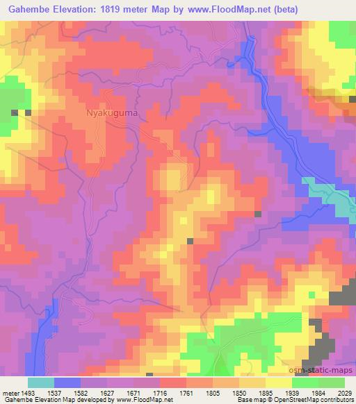 Gahembe,Burundi Elevation Map