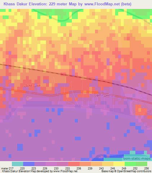 Khass Dakur,Syria Elevation Map
