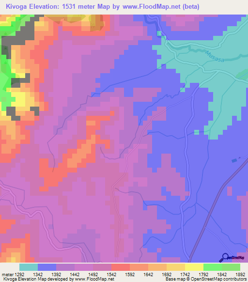 Kivoga,Burundi Elevation Map