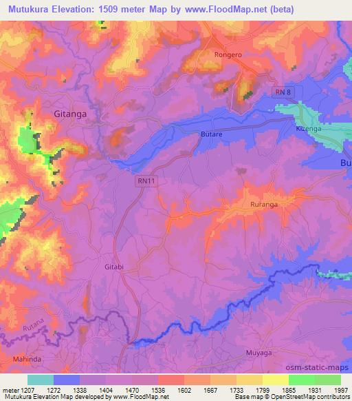 Mutukura,Burundi Elevation Map