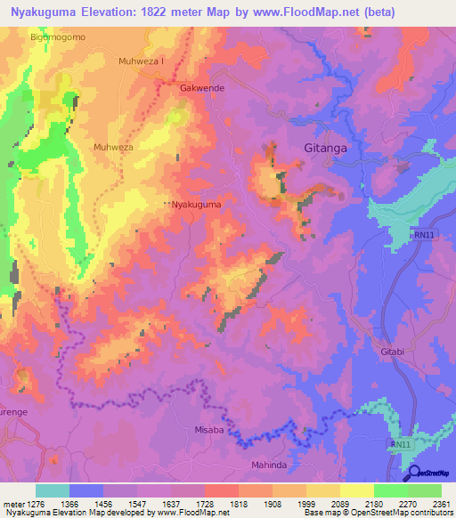 Nyakuguma,Burundi Elevation Map