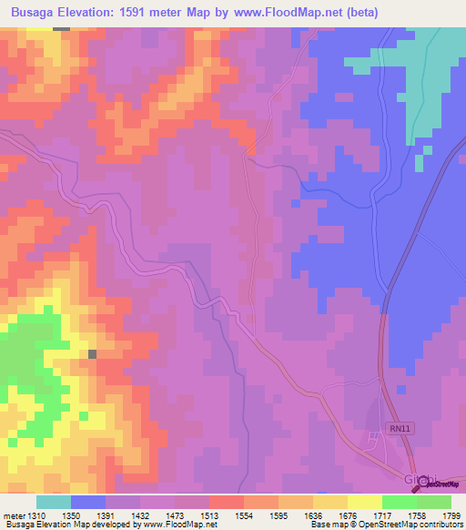 Busaga,Burundi Elevation Map