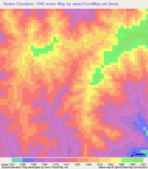 Butare,Burundi Elevation Map