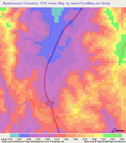 Nyamusoma,Burundi Elevation Map