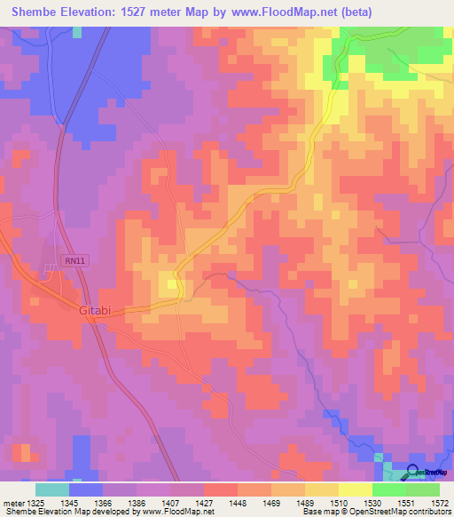 Shembe,Burundi Elevation Map