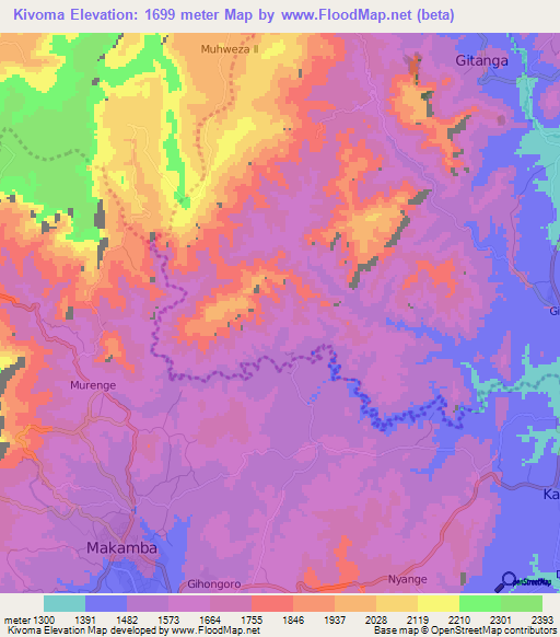 Kivoma,Burundi Elevation Map