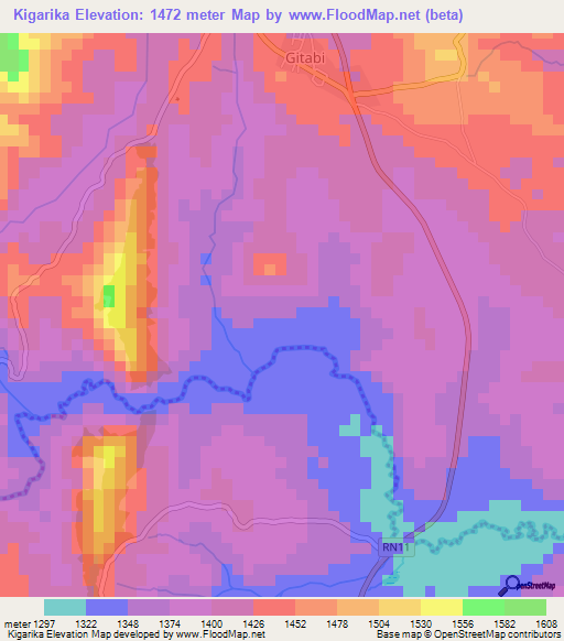 Kigarika,Burundi Elevation Map