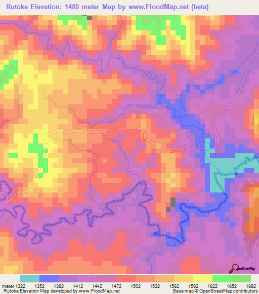 Rutoke,Burundi Elevation Map