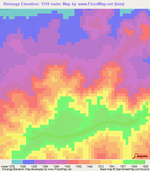 Kimanga,Burundi Elevation Map