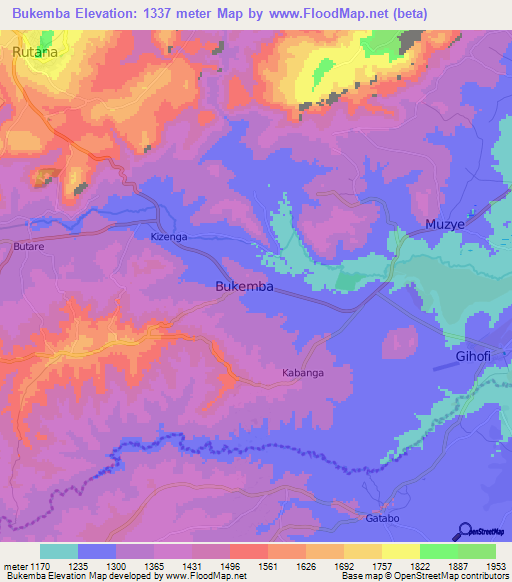 Bukemba,Burundi Elevation Map