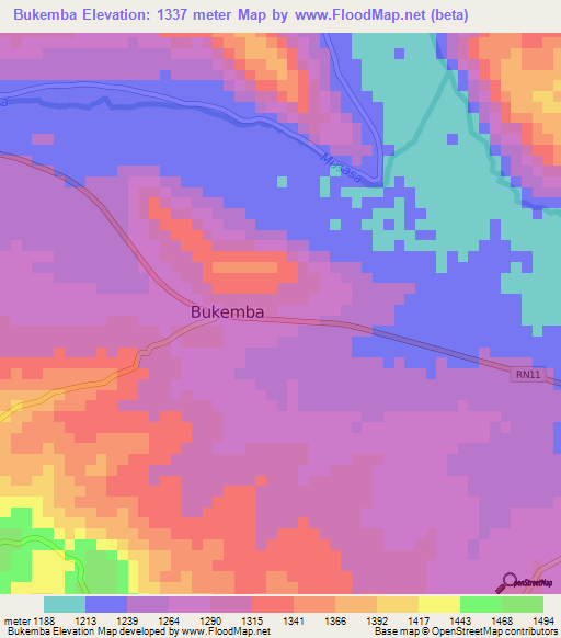 Bukemba,Burundi Elevation Map
