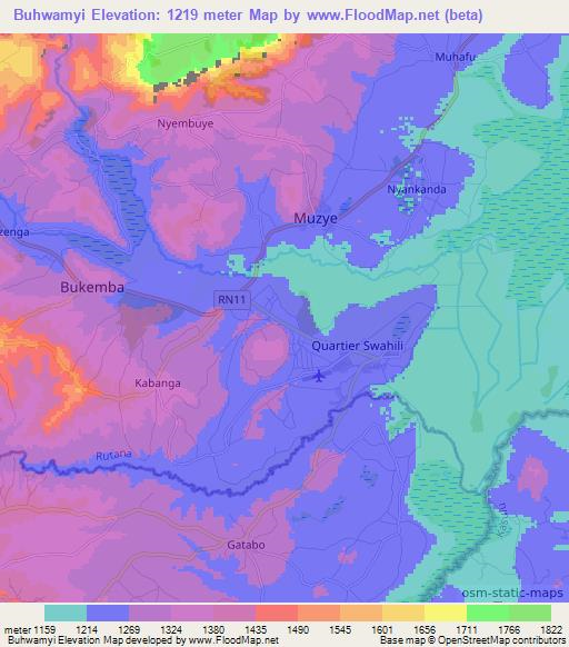 Buhwamyi,Burundi Elevation Map