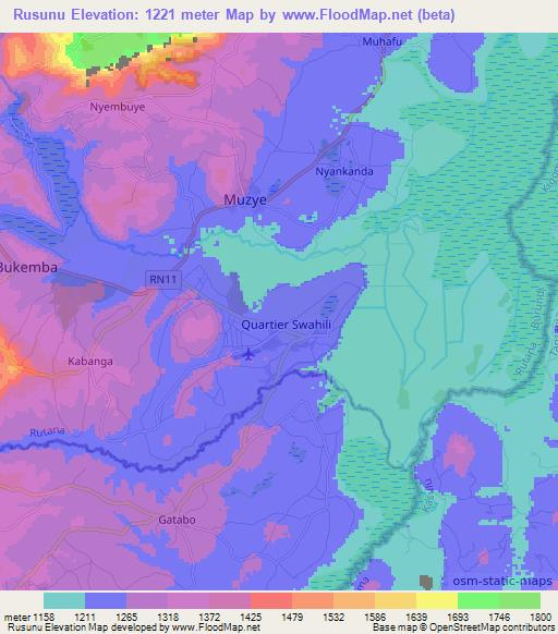 Rusunu,Burundi Elevation Map