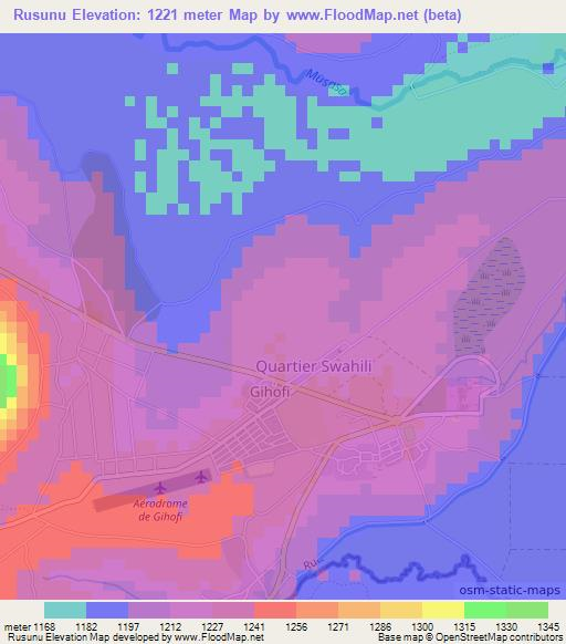 Rusunu,Burundi Elevation Map