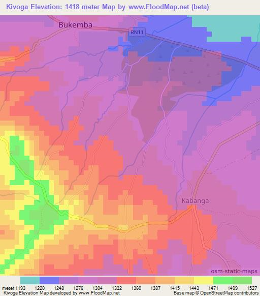 Kivoga,Burundi Elevation Map