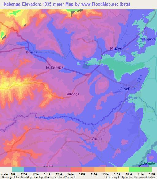 Kabanga,Burundi Elevation Map