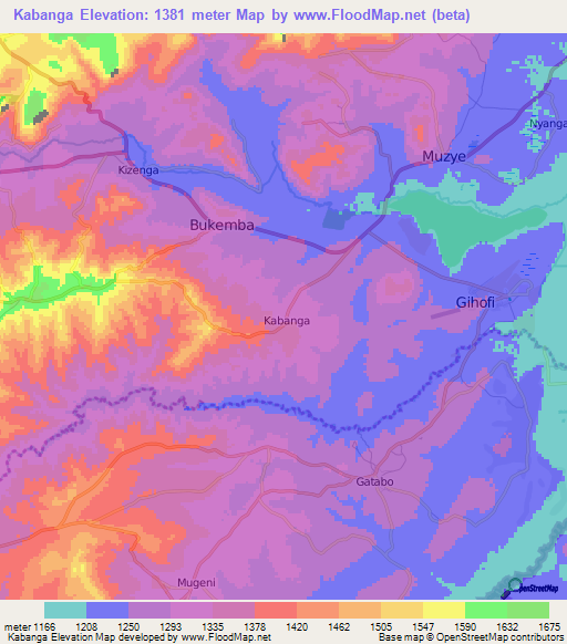 Kabanga,Burundi Elevation Map