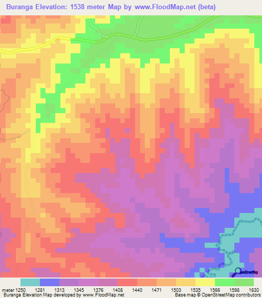 Buranga,Burundi Elevation Map