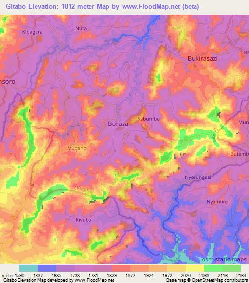 Gitabo,Burundi Elevation Map