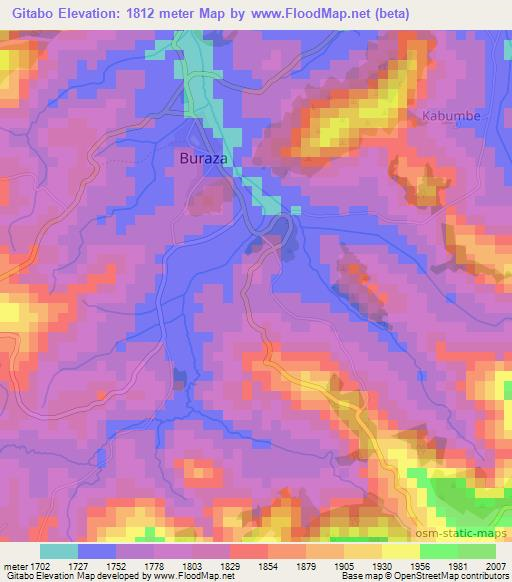 Gitabo,Burundi Elevation Map