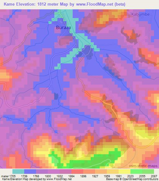 Kame,Burundi Elevation Map
