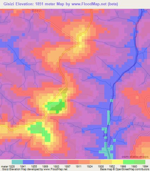 Gisizi,Burundi Elevation Map