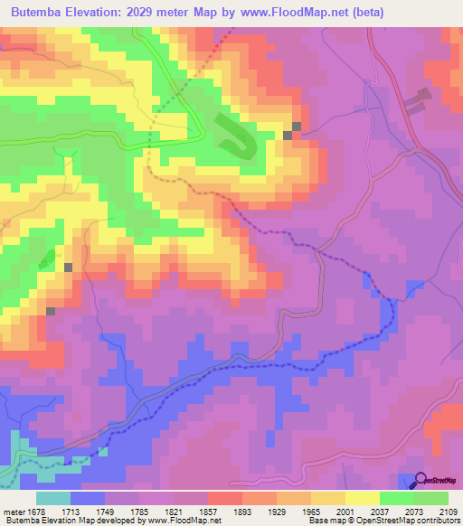 Butemba,Burundi Elevation Map