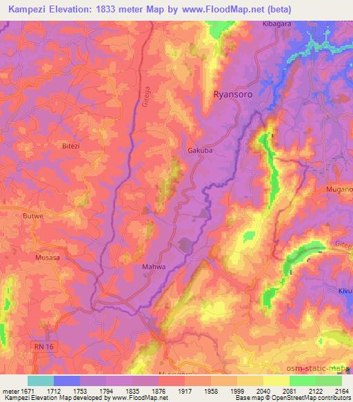 Kampezi,Burundi Elevation Map