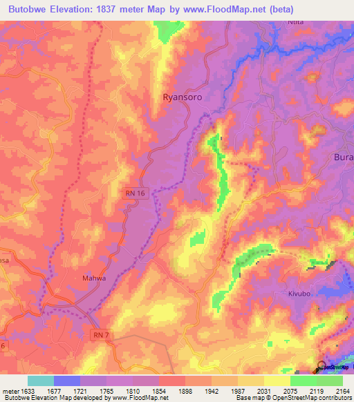 Butobwe,Burundi Elevation Map