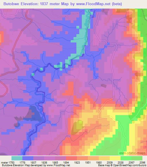Butobwe,Burundi Elevation Map