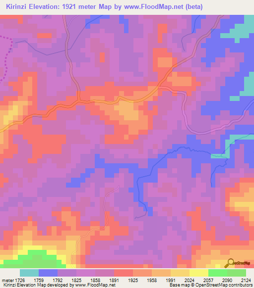 Kirinzi,Burundi Elevation Map