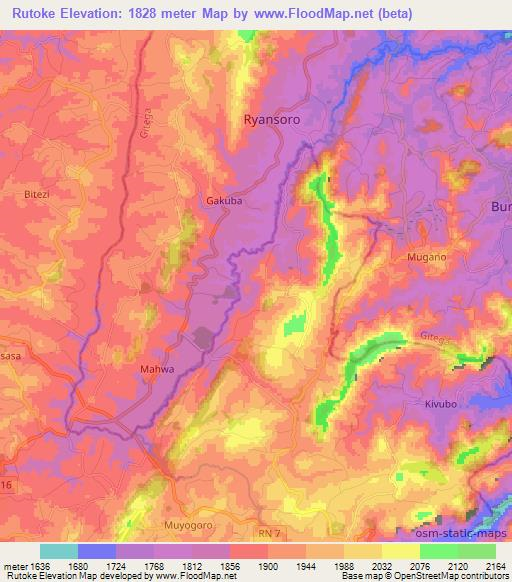 Rutoke,Burundi Elevation Map