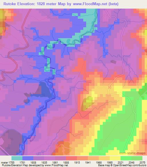 Rutoke,Burundi Elevation Map