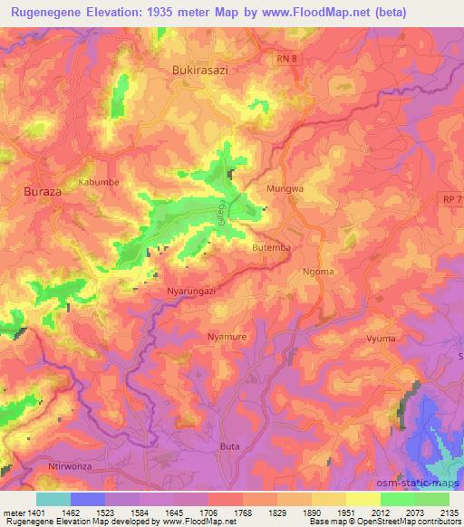 Rugenegene,Burundi Elevation Map