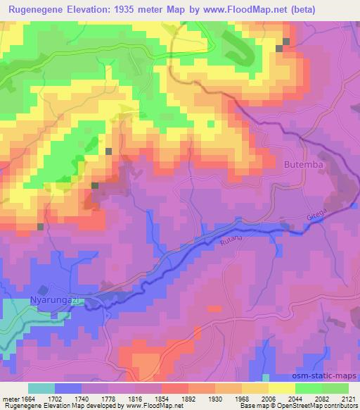 Rugenegene,Burundi Elevation Map