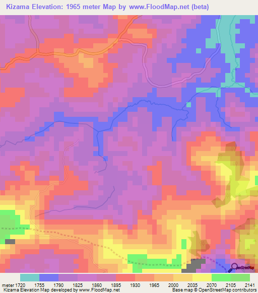 Kizama,Burundi Elevation Map