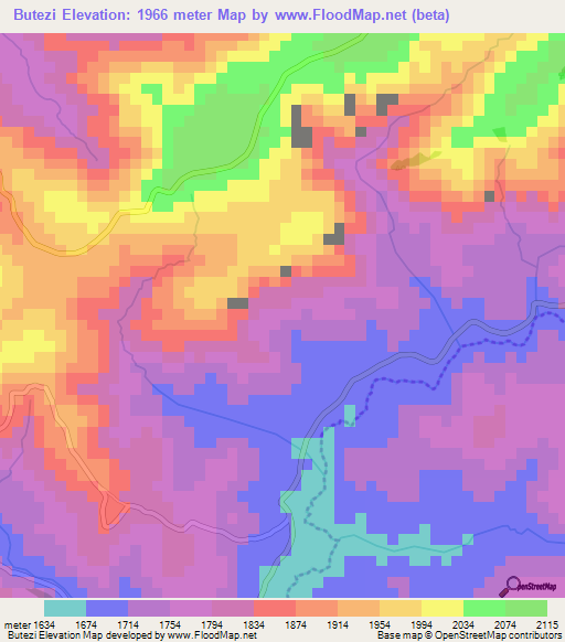 Butezi,Burundi Elevation Map