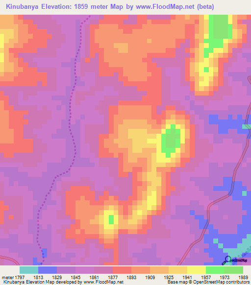 Kinubanya,Burundi Elevation Map