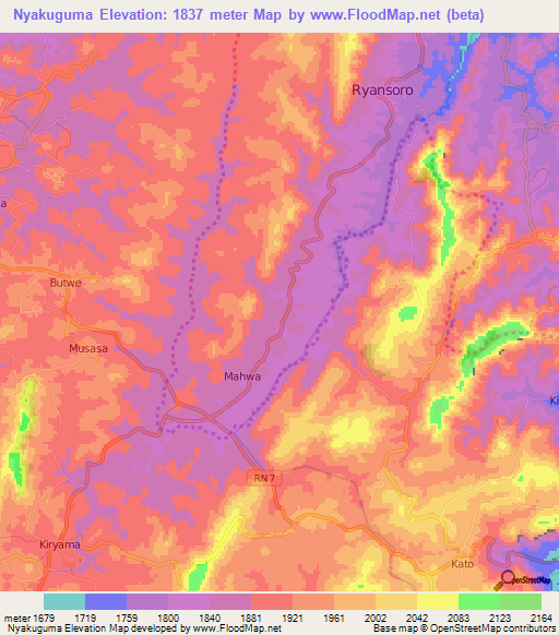 Nyakuguma,Burundi Elevation Map